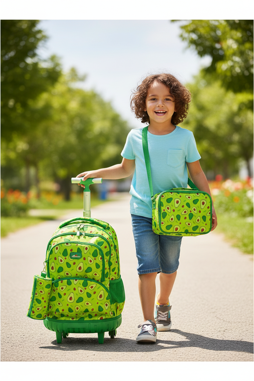 Jasmine Star Back To School Trolley Bag With Lunch & Pencils Bag