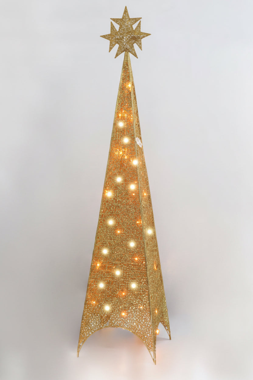 Pyramid Christmas Decor With LED Light (Gold-Medium pinnacle)
