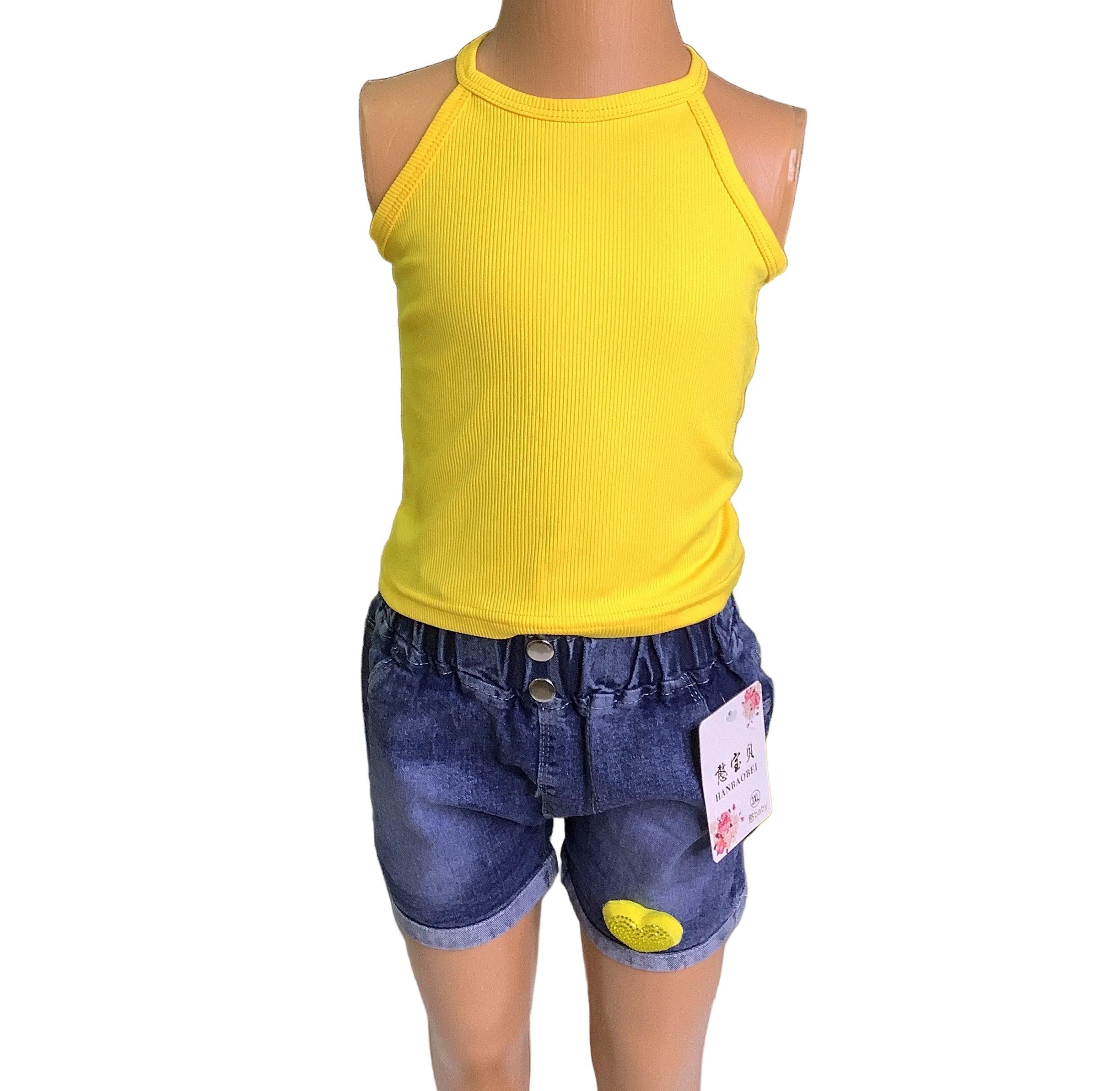 Yuekalxin Hanbaobei 2 Piece Set (Yellow With Jean Skirt)