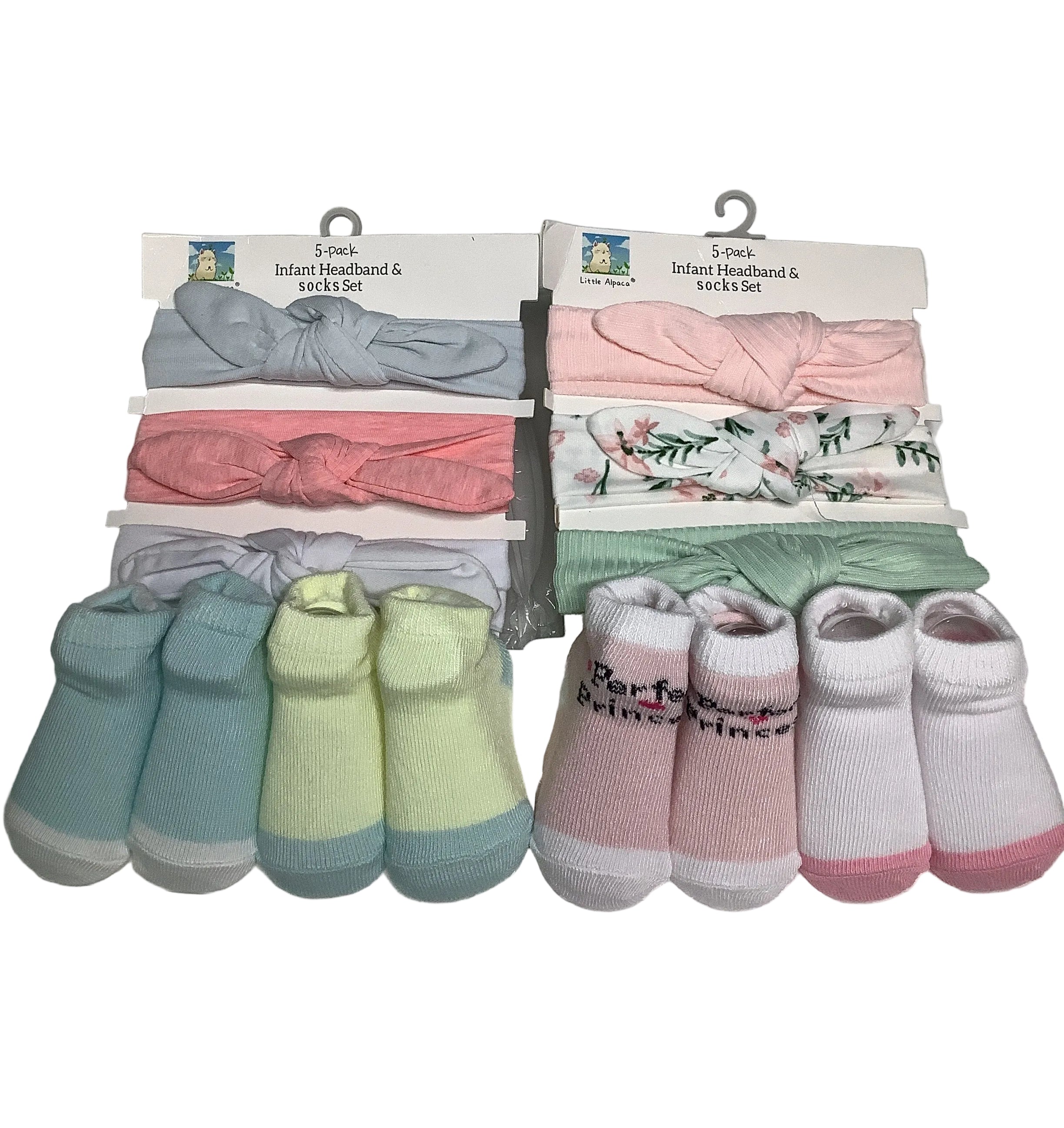 Little Alpaca (5-Pack Infant Headband & Socks Set).