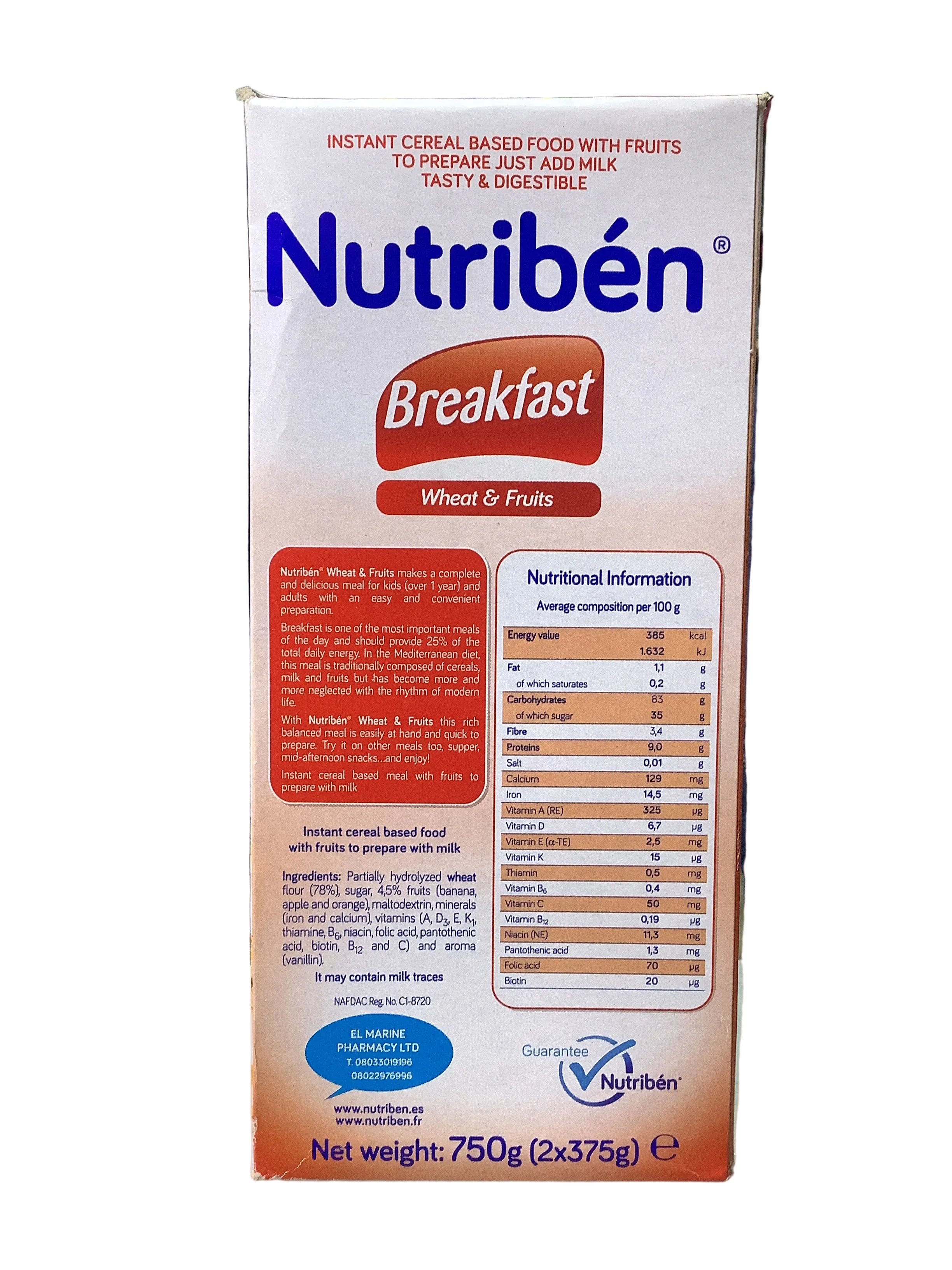 Nutriben Wheat & Fruits Breakfast Cereal 750g (12 Months On)