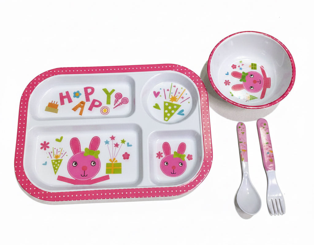 Tray Feeding Plate with bowl,fork and spoon