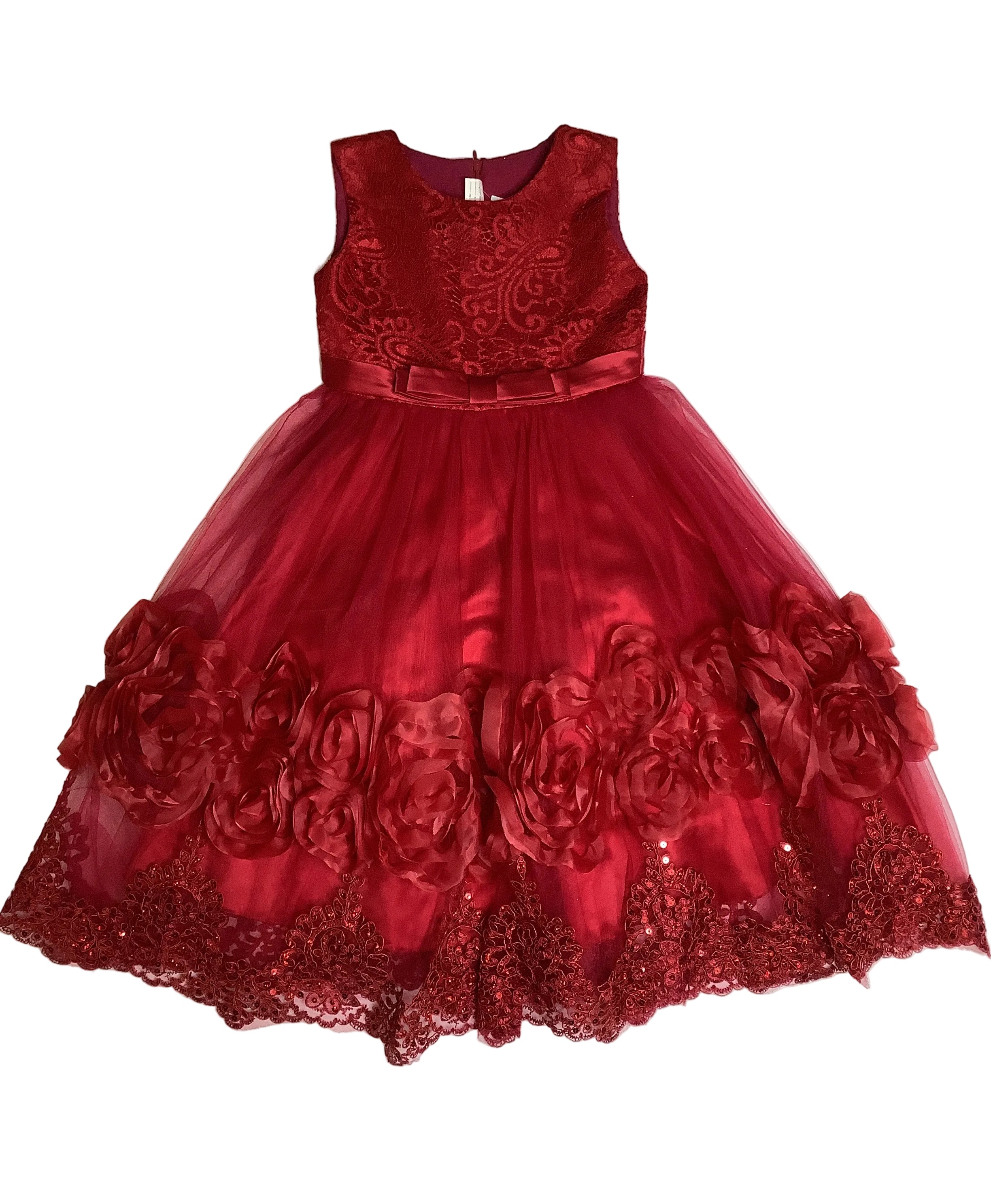 Red Sleeveless Girls Ball Gown