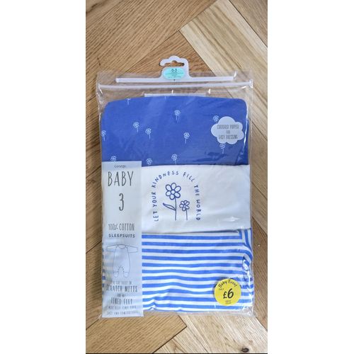 George Baby 3-Pack Sleepsuits (Newborn to 12 Months)