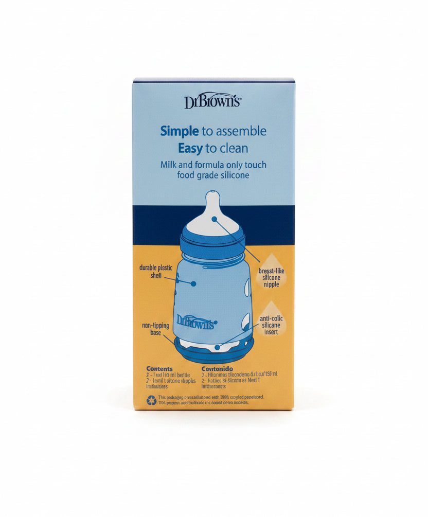 Dr Brown’s Silicone Baby Bottle 2in1 Pack 150ML (0m+)