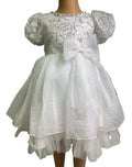 Girls White Gown With Sequence Design.