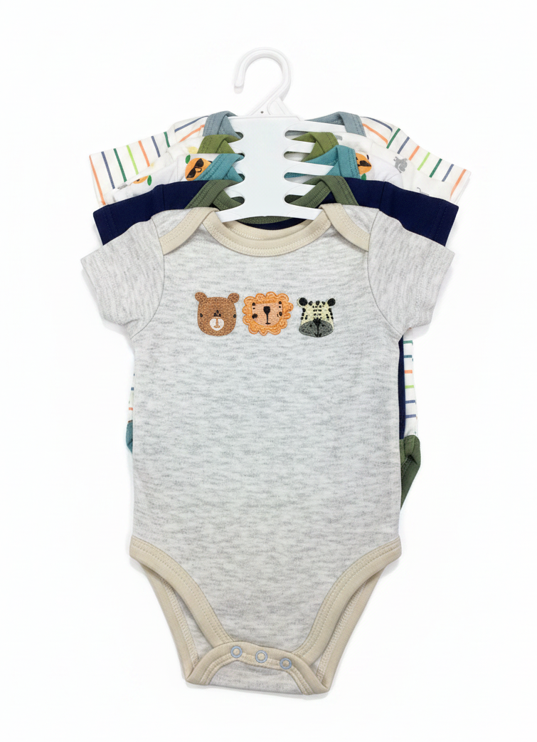 5in1 Colored Baby Body Suits 0-3m