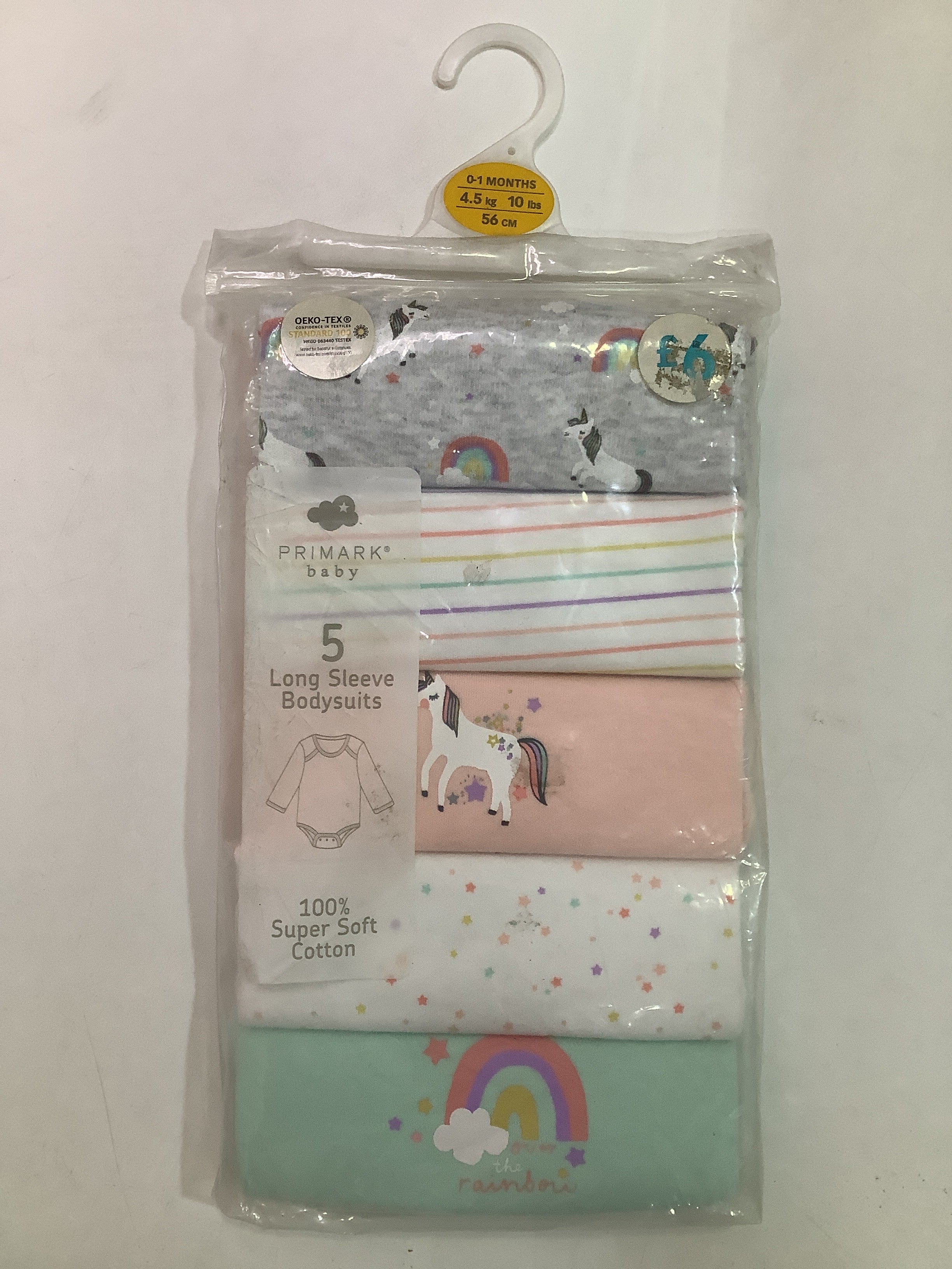 Primark 5in1 Baby Bodysuits (0-1month)