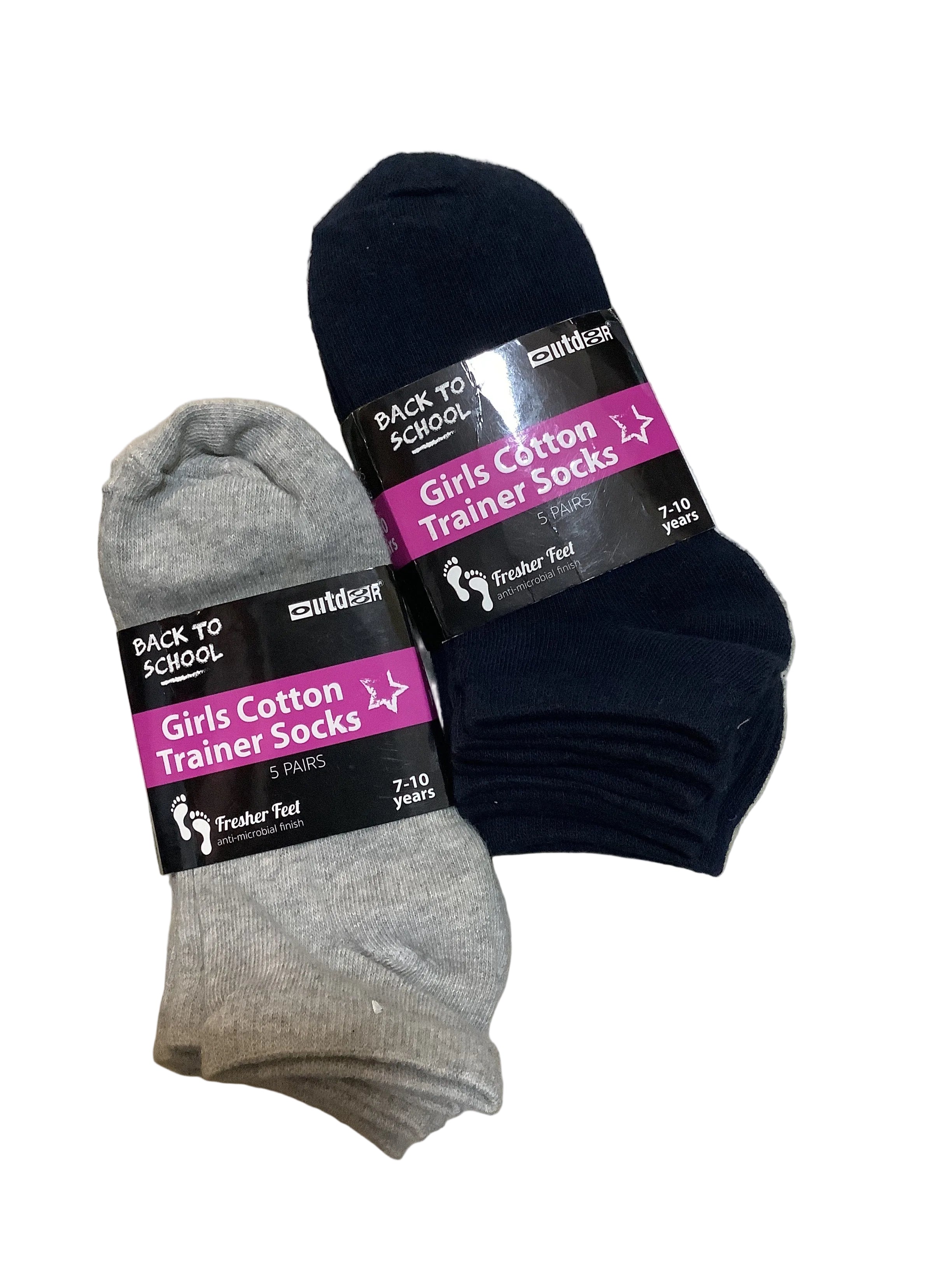 Outdoor Back to School Girls Cotton Trainer Socks 5 pairs