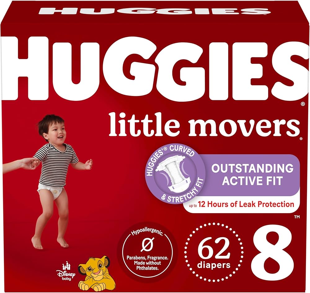 Huggies Little Movers Baby Diapers Size 8 (Cartons)