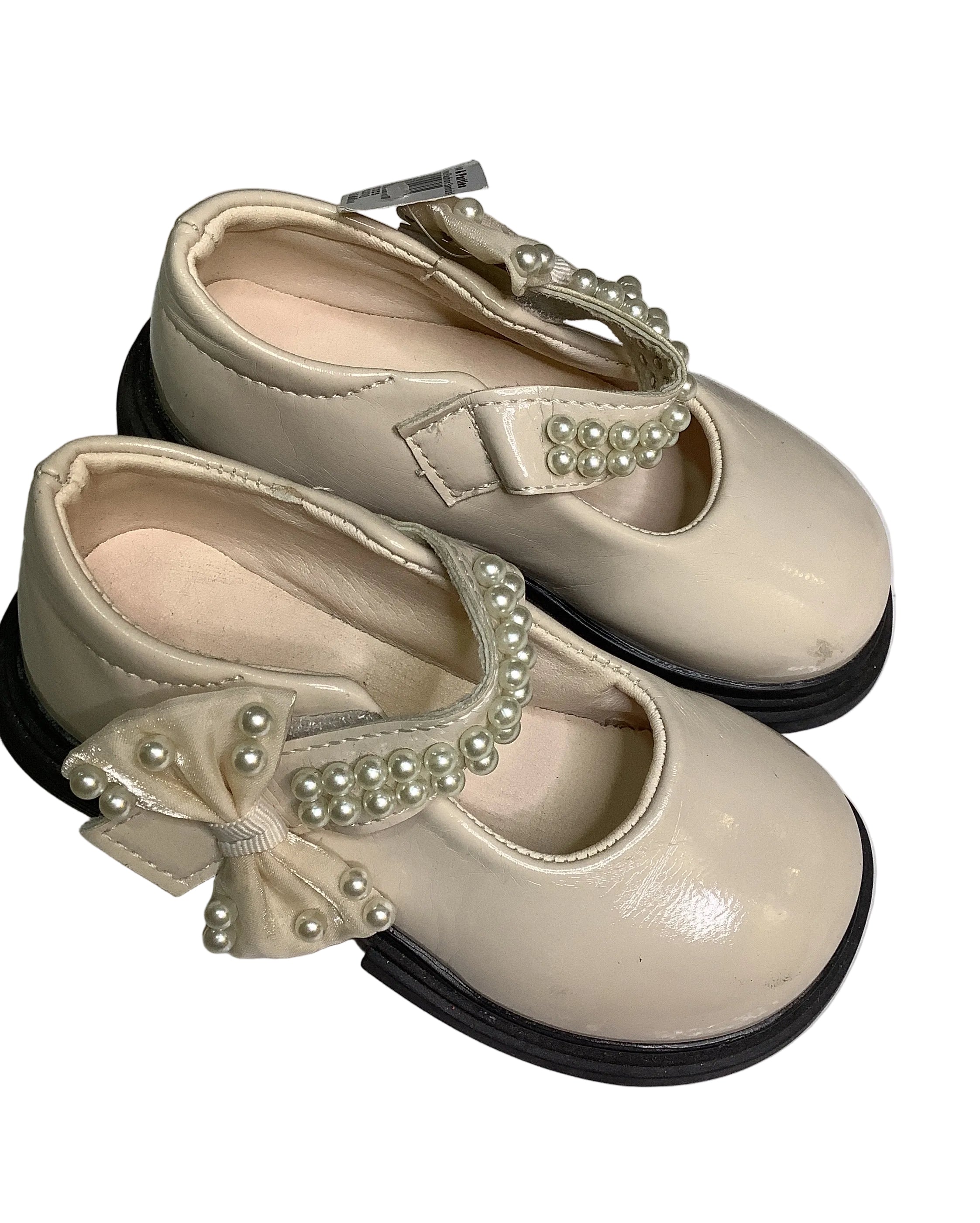 Milk Colour Shoe With Black Sole Baby Shoe