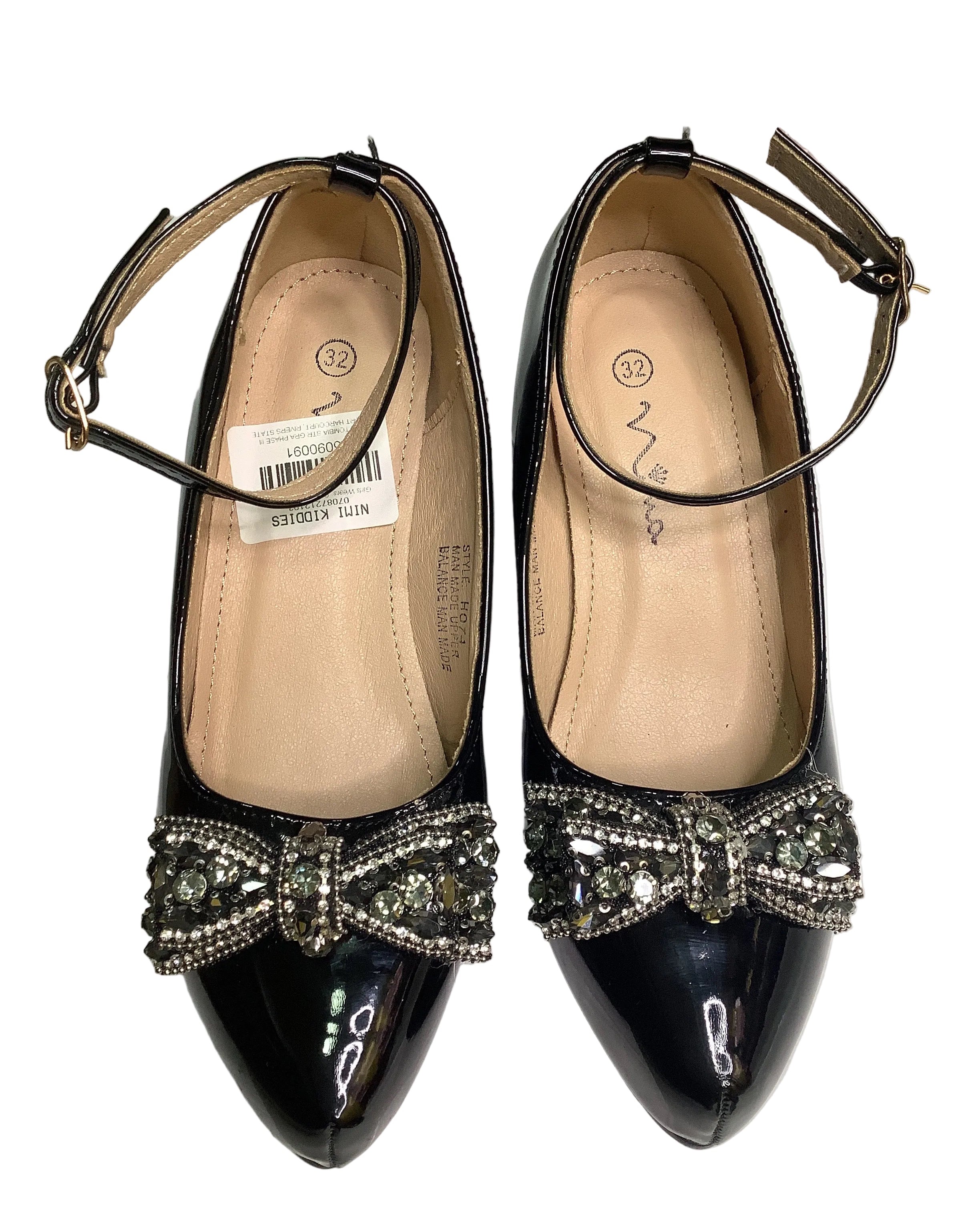 Nina Girl's Black Cover Shoe Heel.