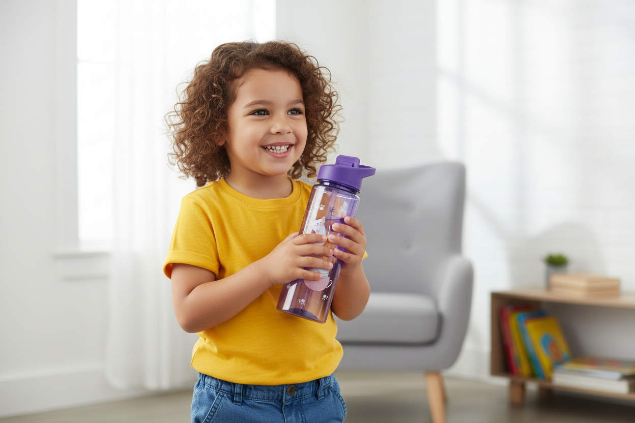 Love & Care Transparent Water Bottle With Straw.
