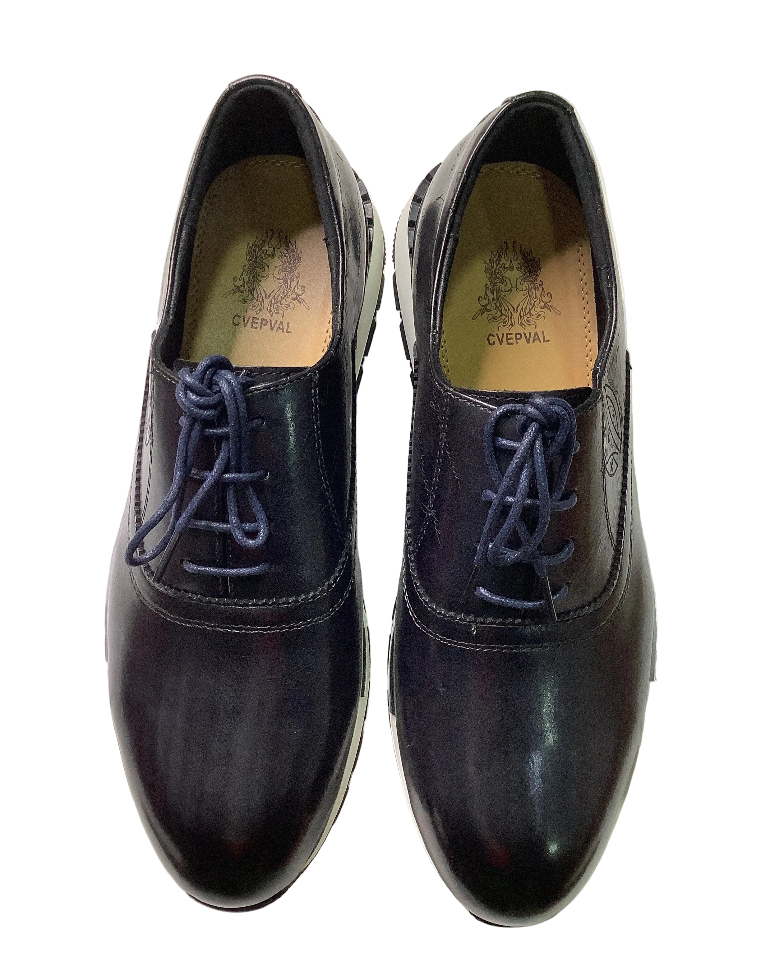 Cvepval Black Shoe With White Sole.