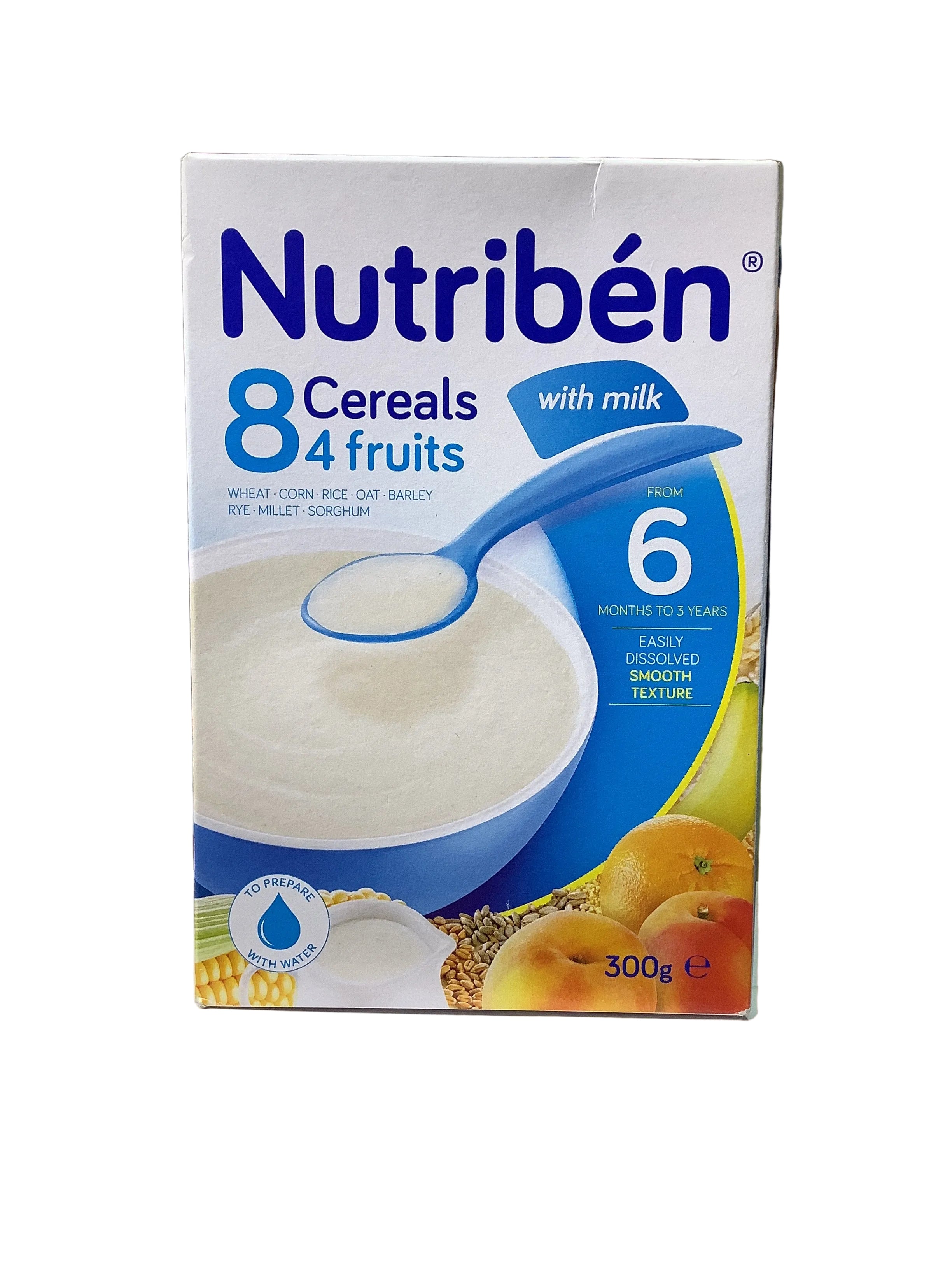 Nutriben 8 Cereals & 4 Fruits with Milk Baby Cereal 300g (6 Months-3Years)