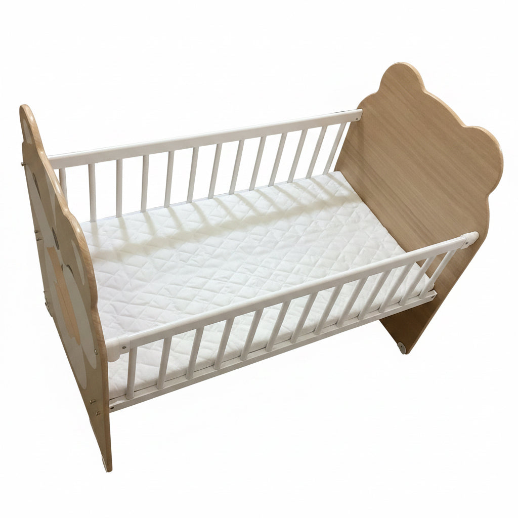 Baby Wooden Bed With Bear Design