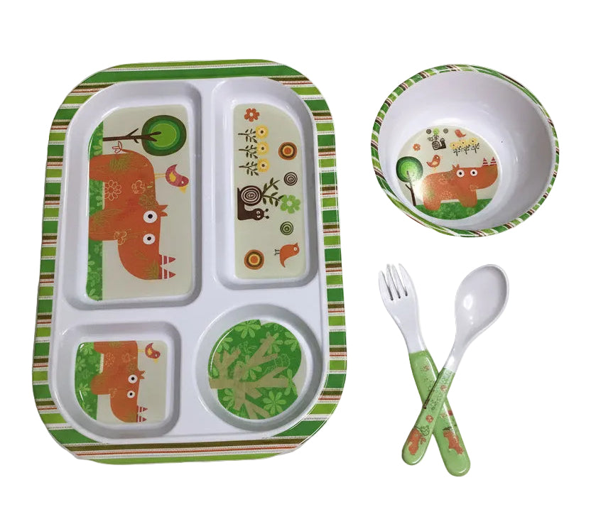 Tray Feeding Plate with bowl,fork and spoon