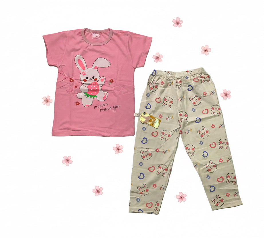 Xin yu xing Girls Short Sleeve Sleep Wear (Pyjamas)