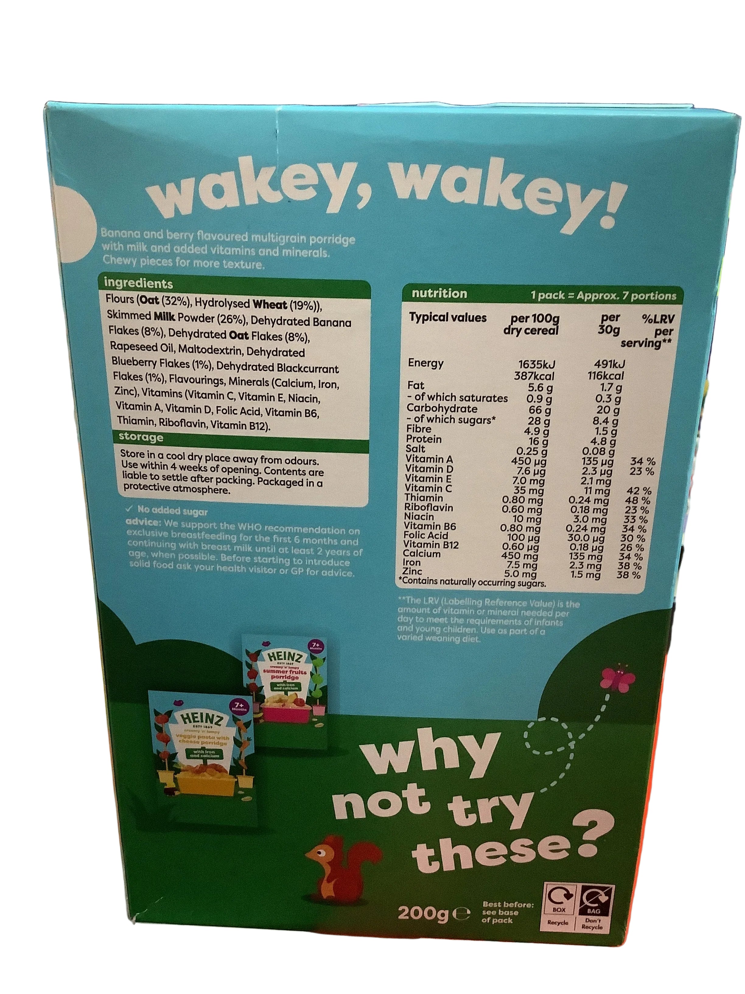 Heinz banana & berries porridge 200g (7month +)