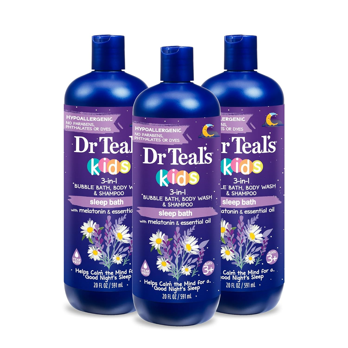 Dr. Teals Kids 3-in-1 Bubble Bath, Body Wash & Shampoo(Sleep Bath 591ml).