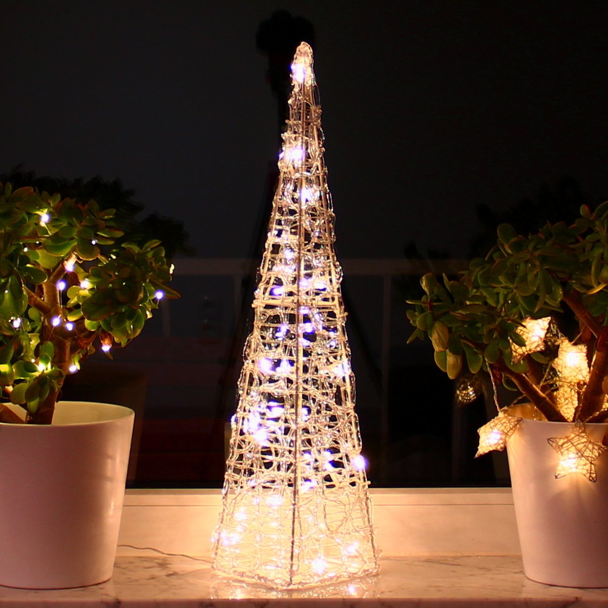 Pyramid Christmas Decor With LED Light (Red&white-Big Pinnacle)