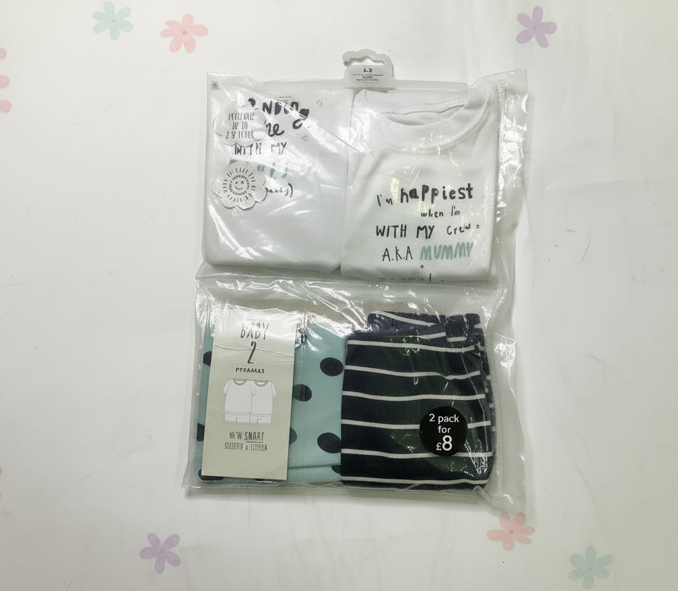 George Baby 2 Pack Short Sleeve Pyjamas