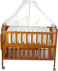 Cool Baby Wooden Brown Bed with Net