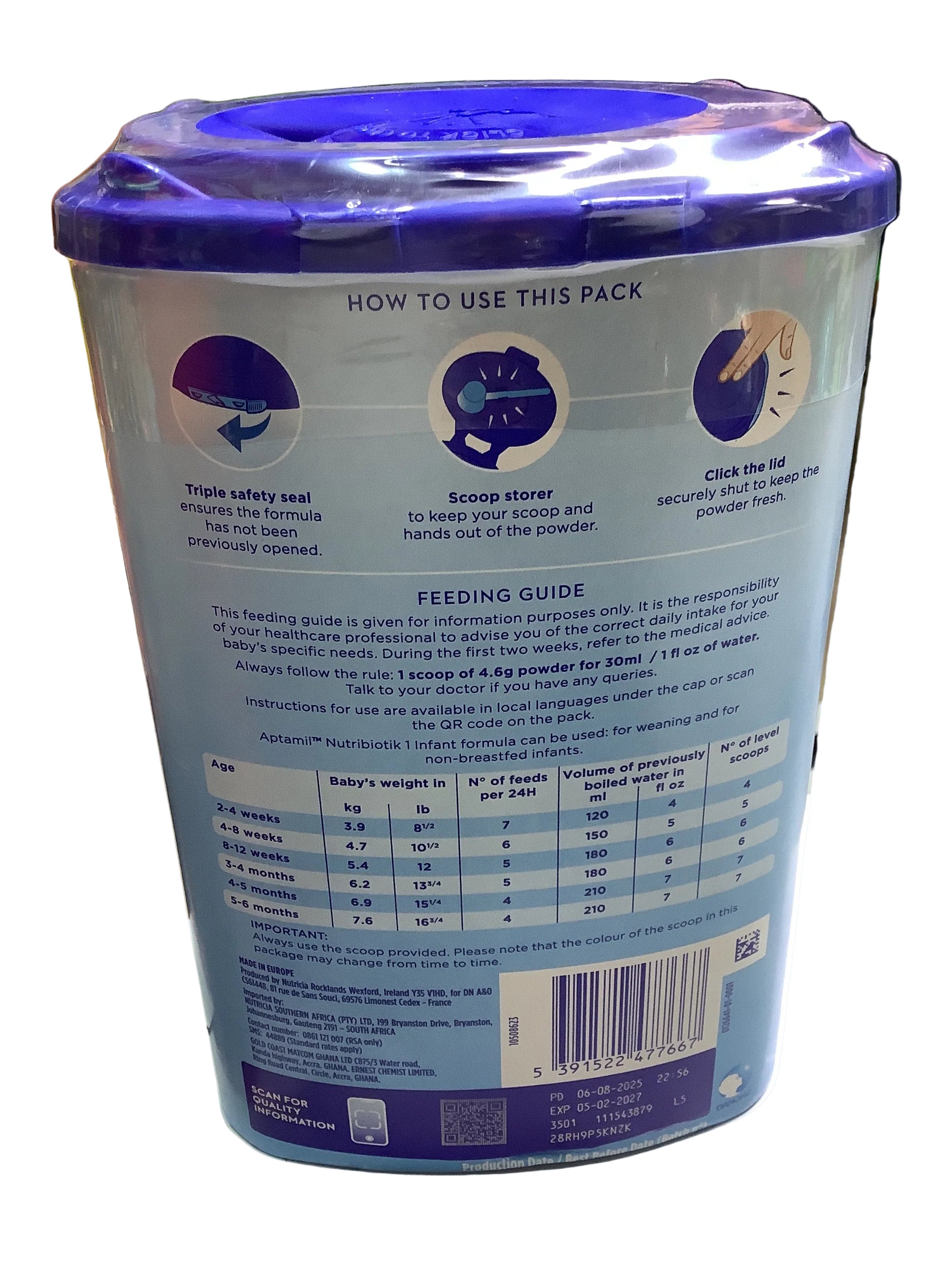Aptamil NutriBiotik Infant Formula 0-6months Stage 1. (800g).
