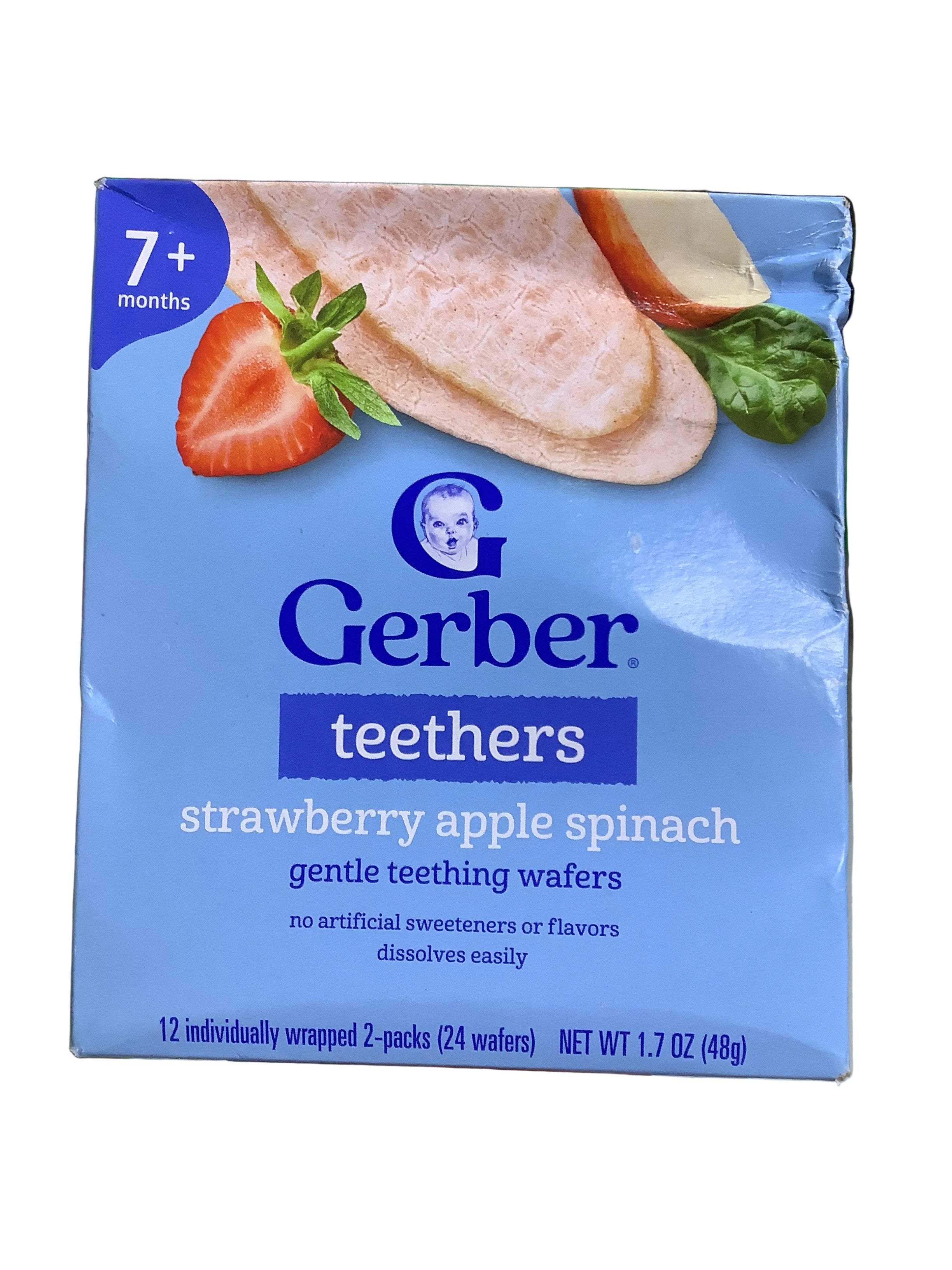 Gerber Teethers Strawberry Apple Spinach (Baby Teething Wafers) 48g