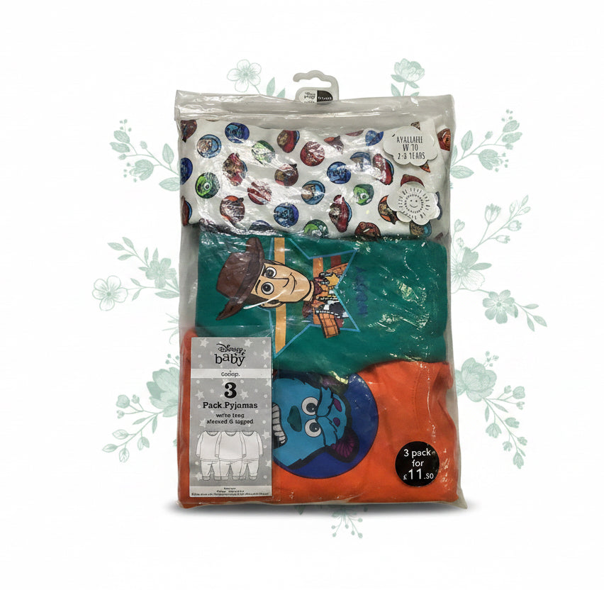 Disney baby at George 3 Pack Long Sleeve Pyjamas