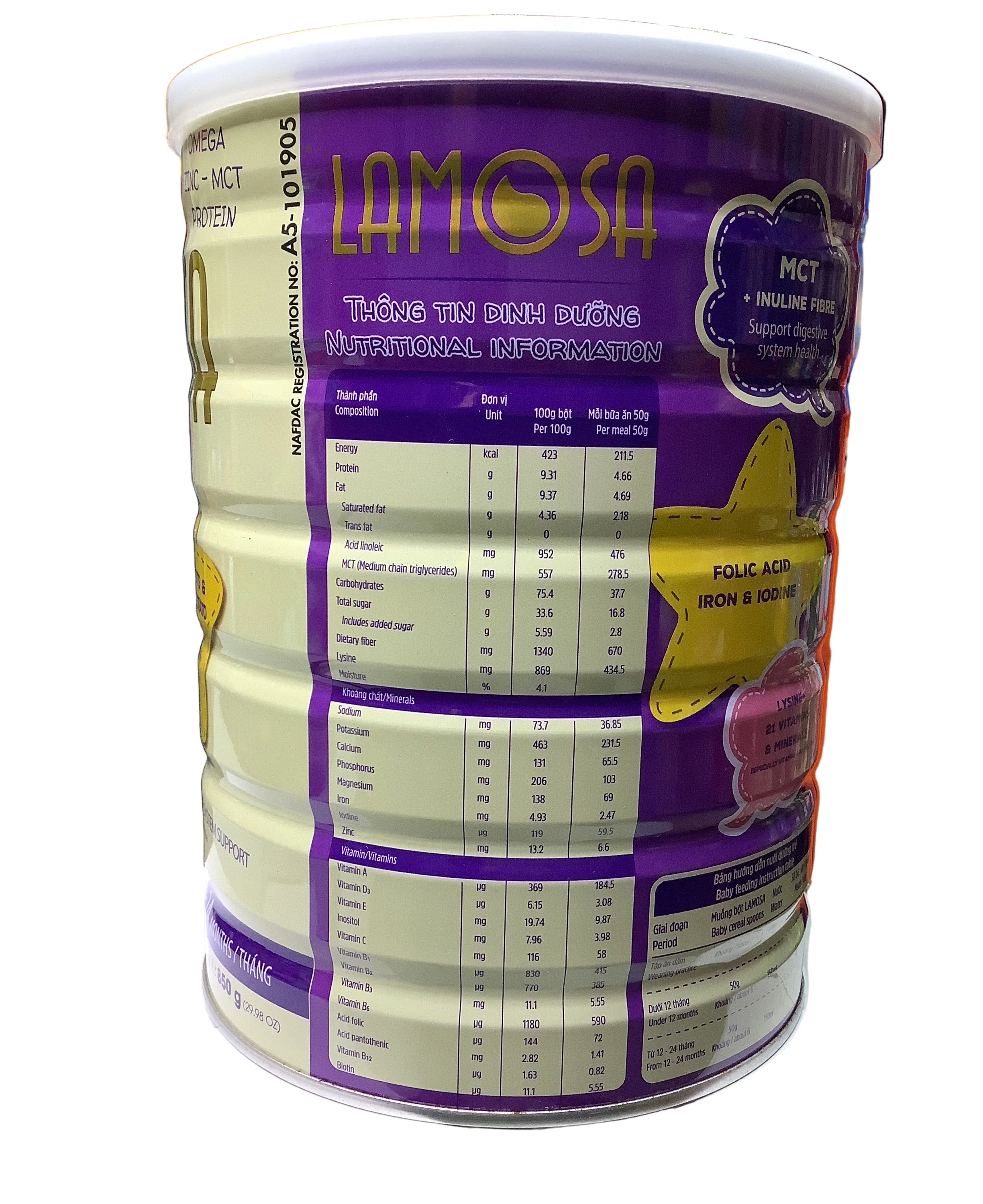 Lamosa Nutri Gold Mixed Fruits & Purple Sweet Potato Baby Cereal 850g (6-24 Months)