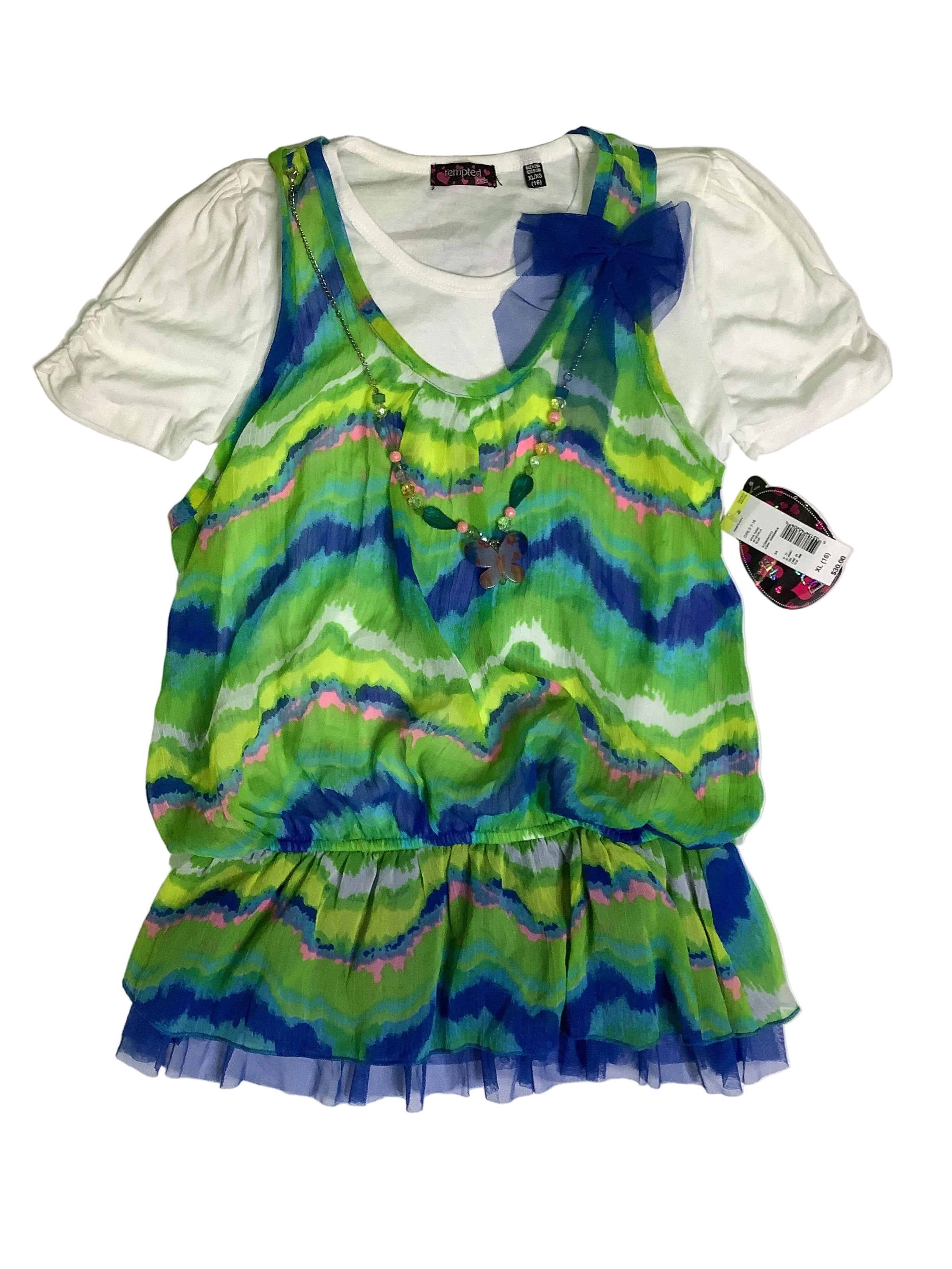 Sears Tempted Girls 2fer Tunic with Neck BLUE