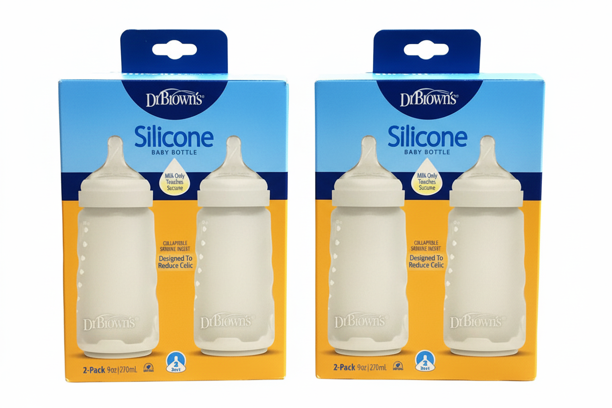 Dr Brown’s Silicone Baby Bottle 2in1 Pack 270ML (3m+)