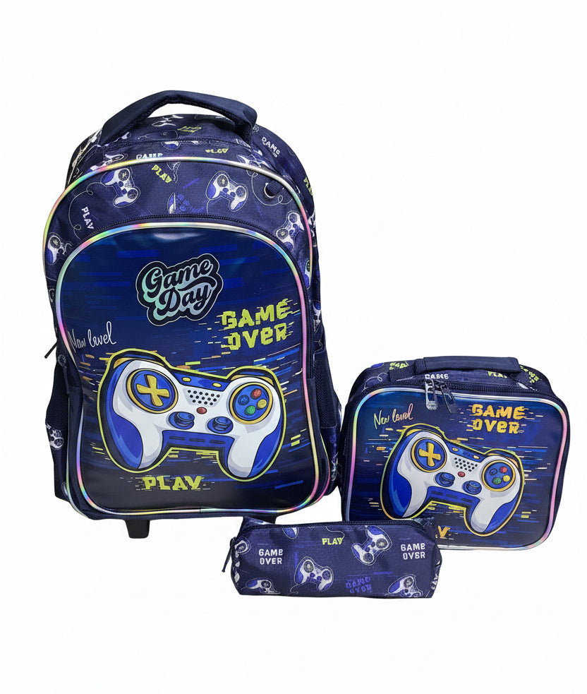 Jasmine Star Game Day Back to School Trolley Bag with Lunch & Pencils Bag