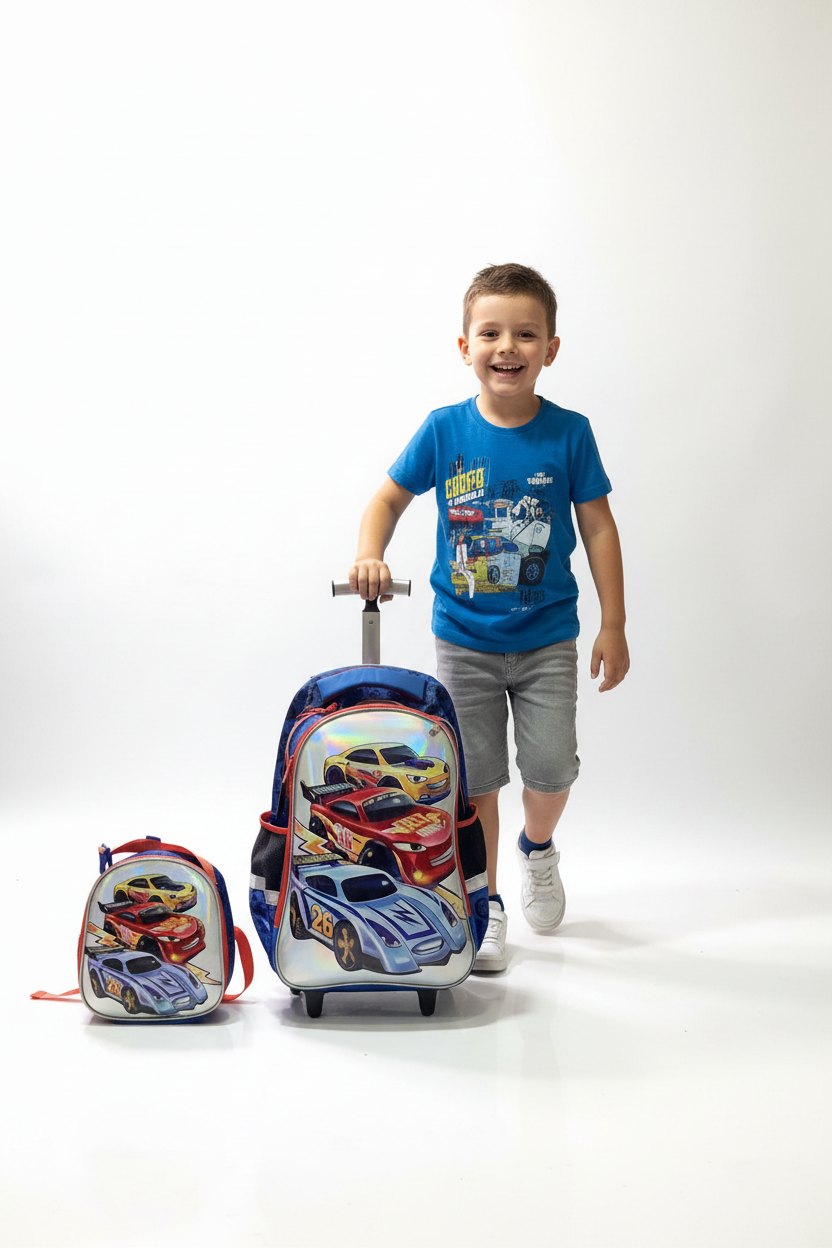 Jasmine Star Racers Car 3in1 Trolley Back To School Bag.