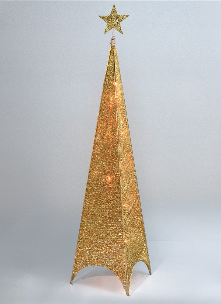 Pyramid Christmas Decor With LED Light (Gold-Medium pinnacle)