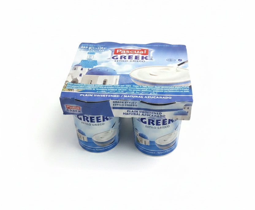 Pascual Greek Estilo griego Plain Sweetened/Natural Azucarado Yoghurt 4in1 (480g)