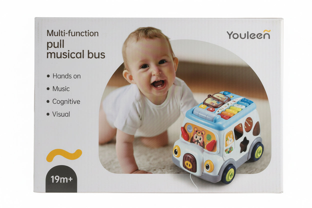 Youleen Multi-Function Pull Musical Bus (19m+)