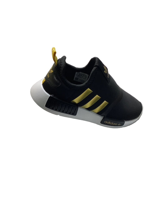 Adidas Kids Black With White Sole Sneakers (Canvas).