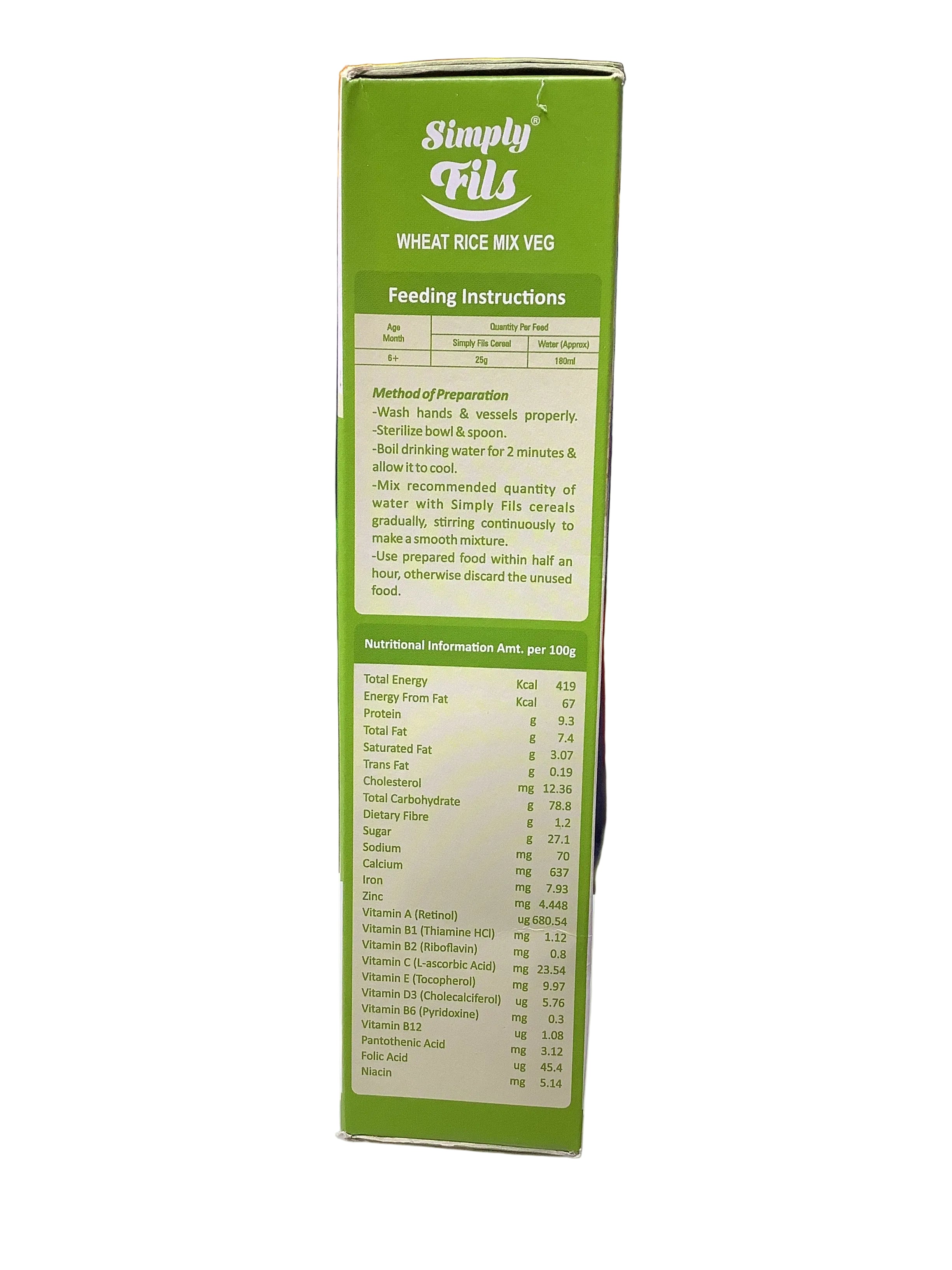 Simply Fils Baby Cereal With Milk Wheat Rice Mix Veg 300g (6 Months)