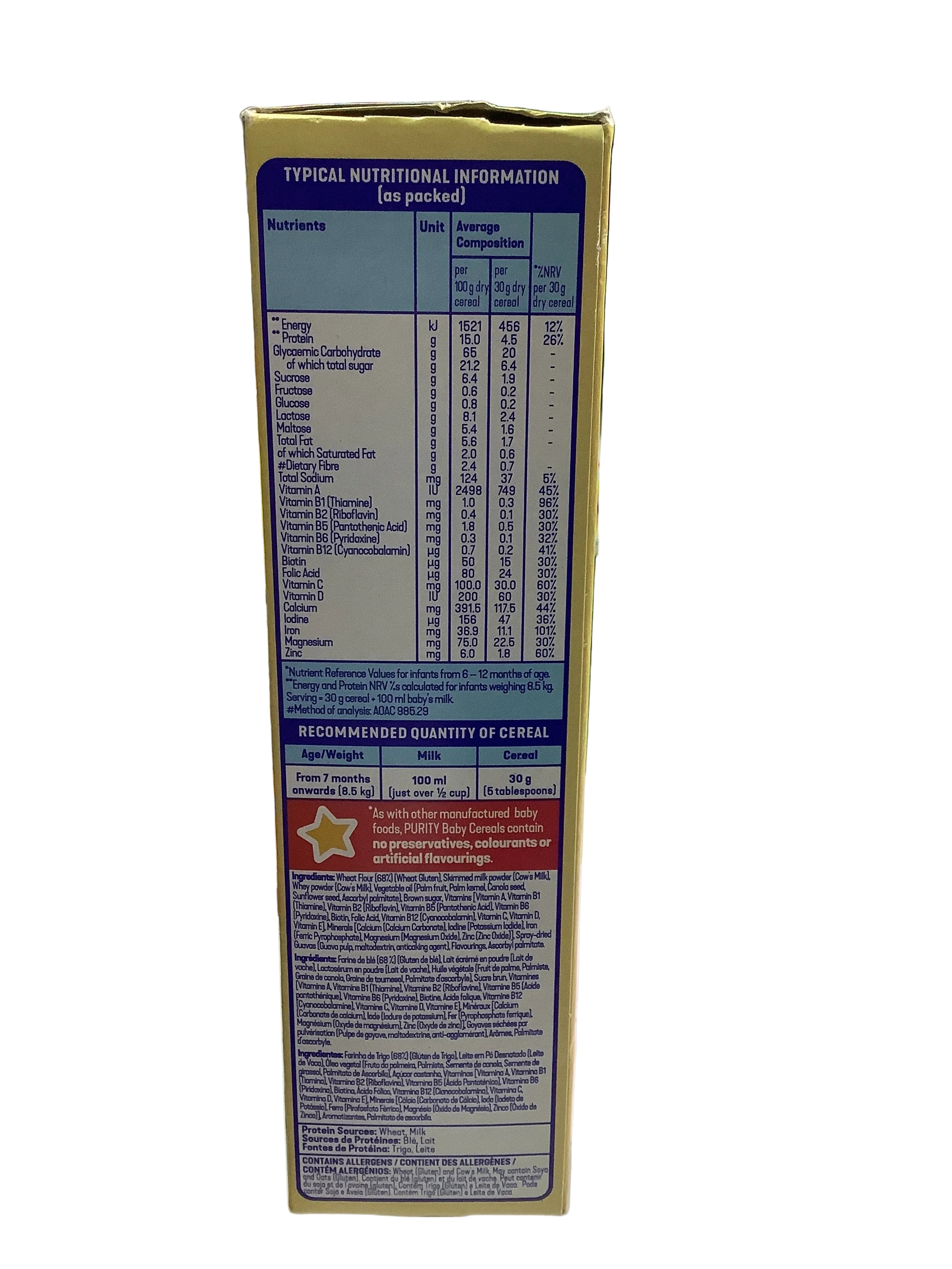 Purity Mixed Fruit Flavour Baby Cereal 200g.