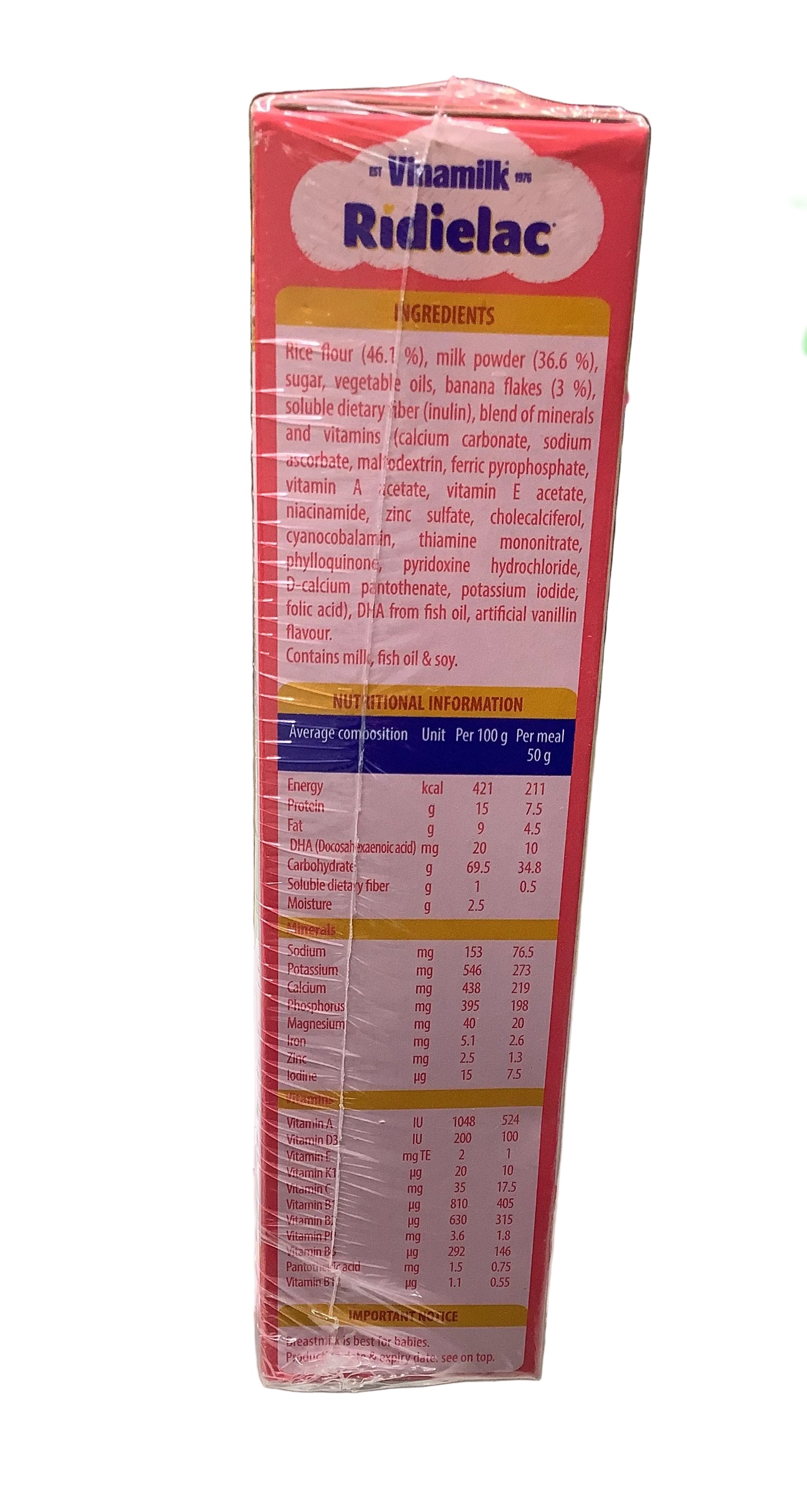 Ridielac Milk Rice & Banana Baby Cereal (6-24months) 300g.