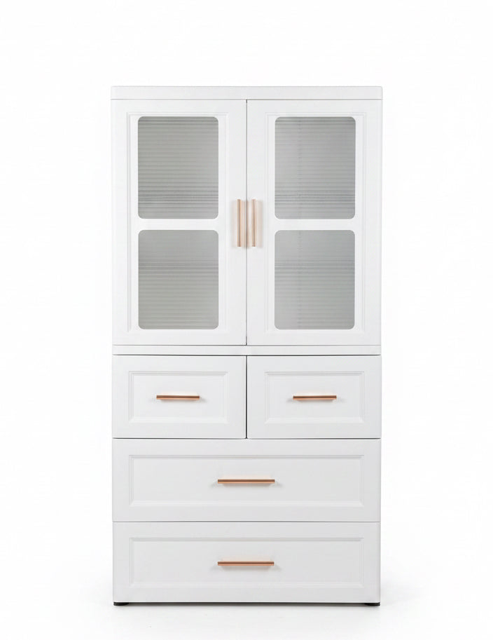 Kids Plastic Wardrobe With Gold Handles