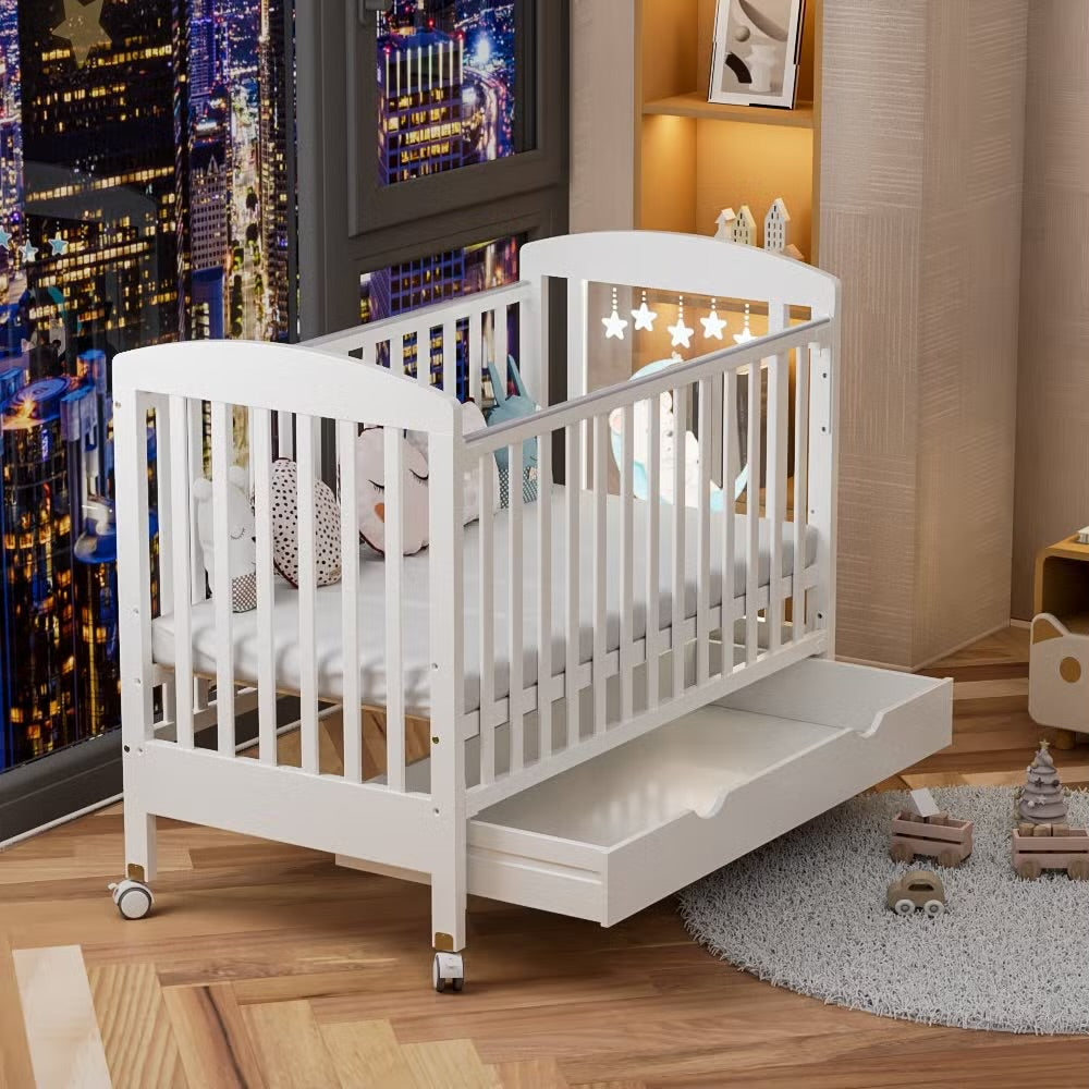 Single baby wooden bed White