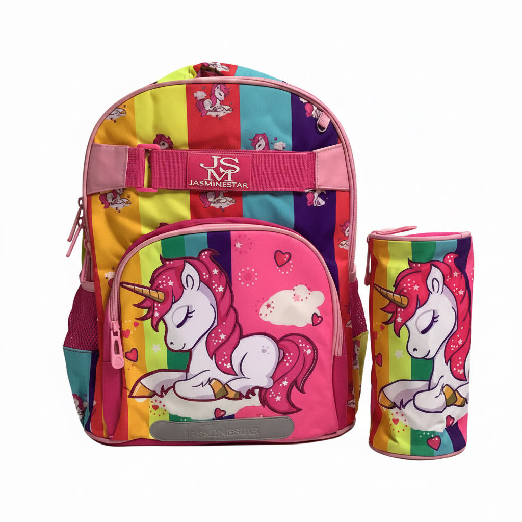 Jasminestar Unicorn Backpack With Pencils Case