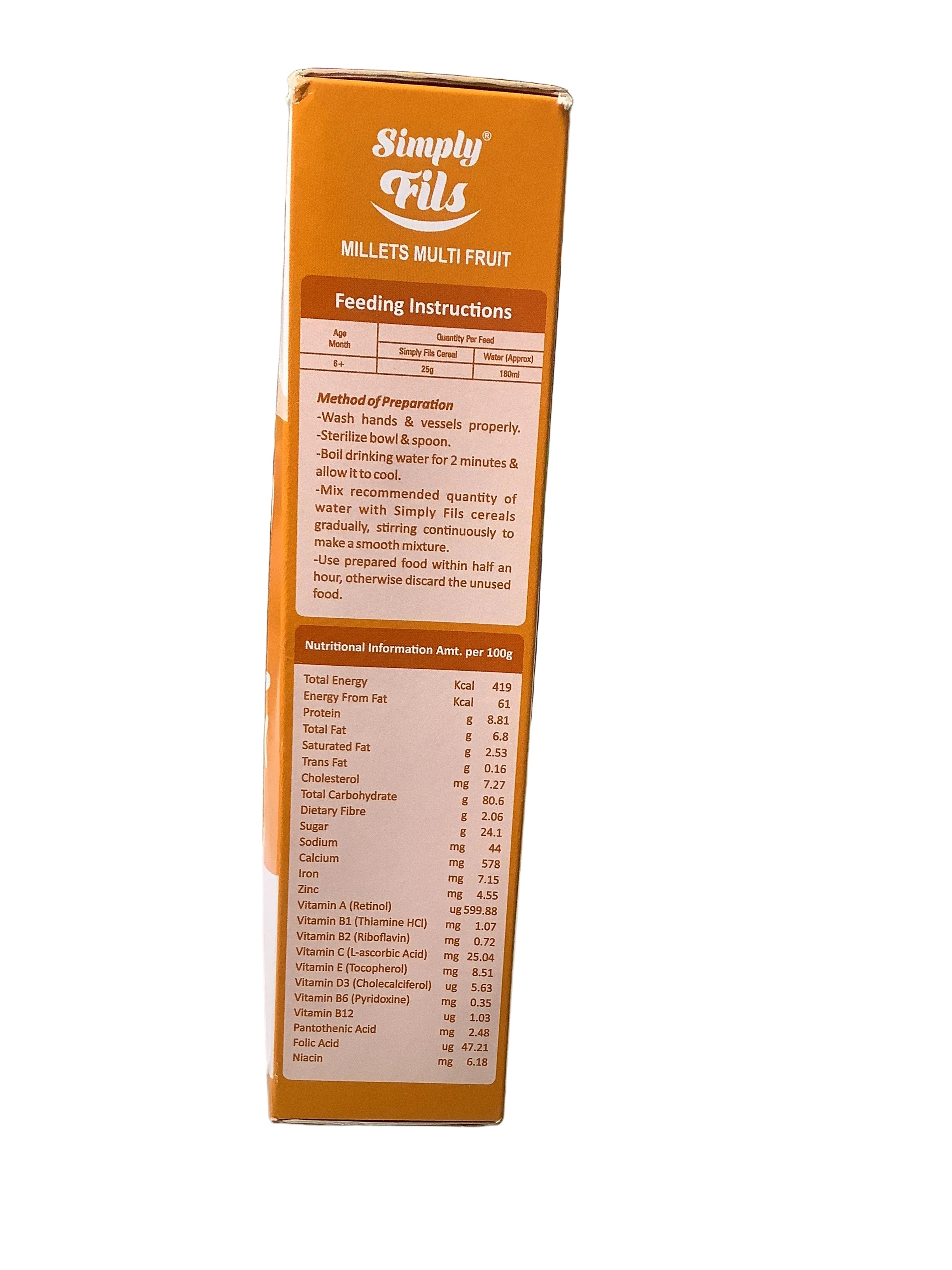 Simply Fils Millets Multi Fruit Baby Cereal With Milk  300g (6 Months)