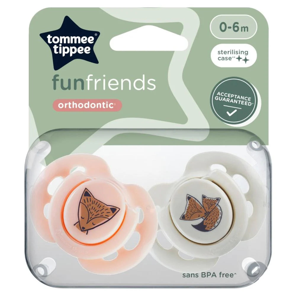 Tommee Tippee Fun Friends Orthodontic Pacificer 0% Sans BPA Free 0-6m