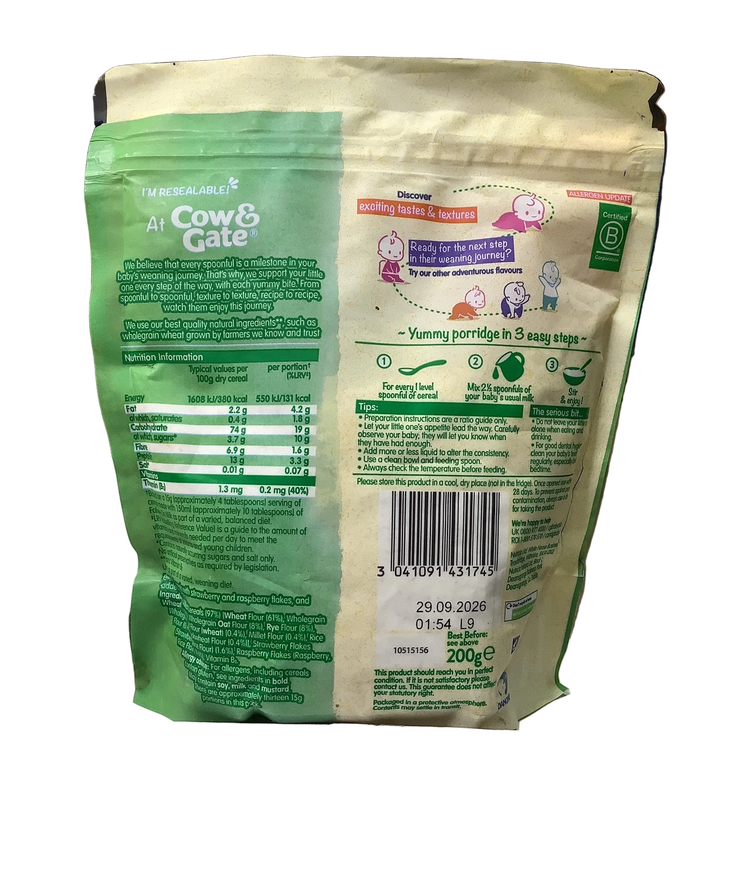 Cow & Gate Red Berry Wholegrain Porridge