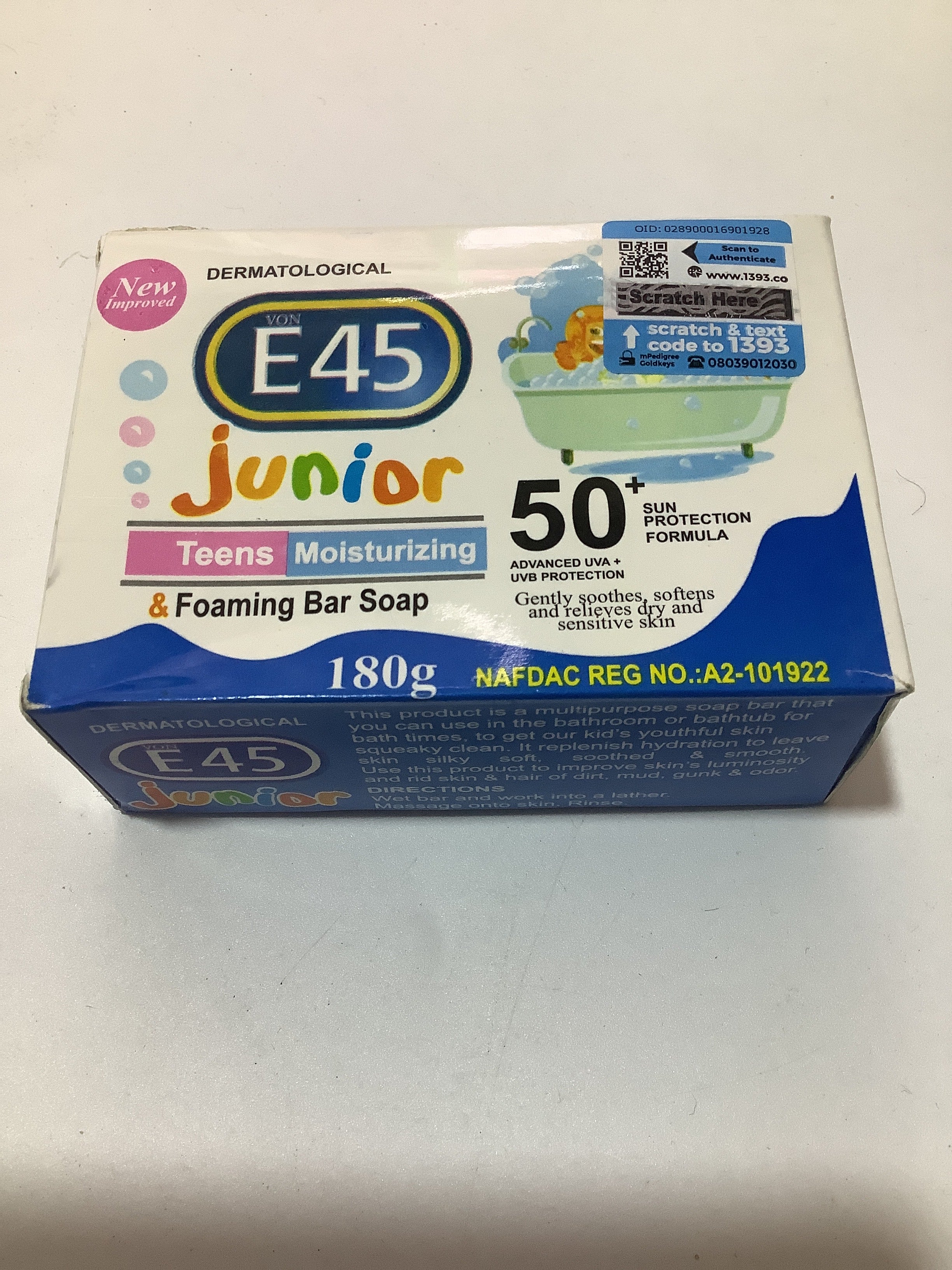 E45 Junior Moisturising Foam Bar Soap 180g