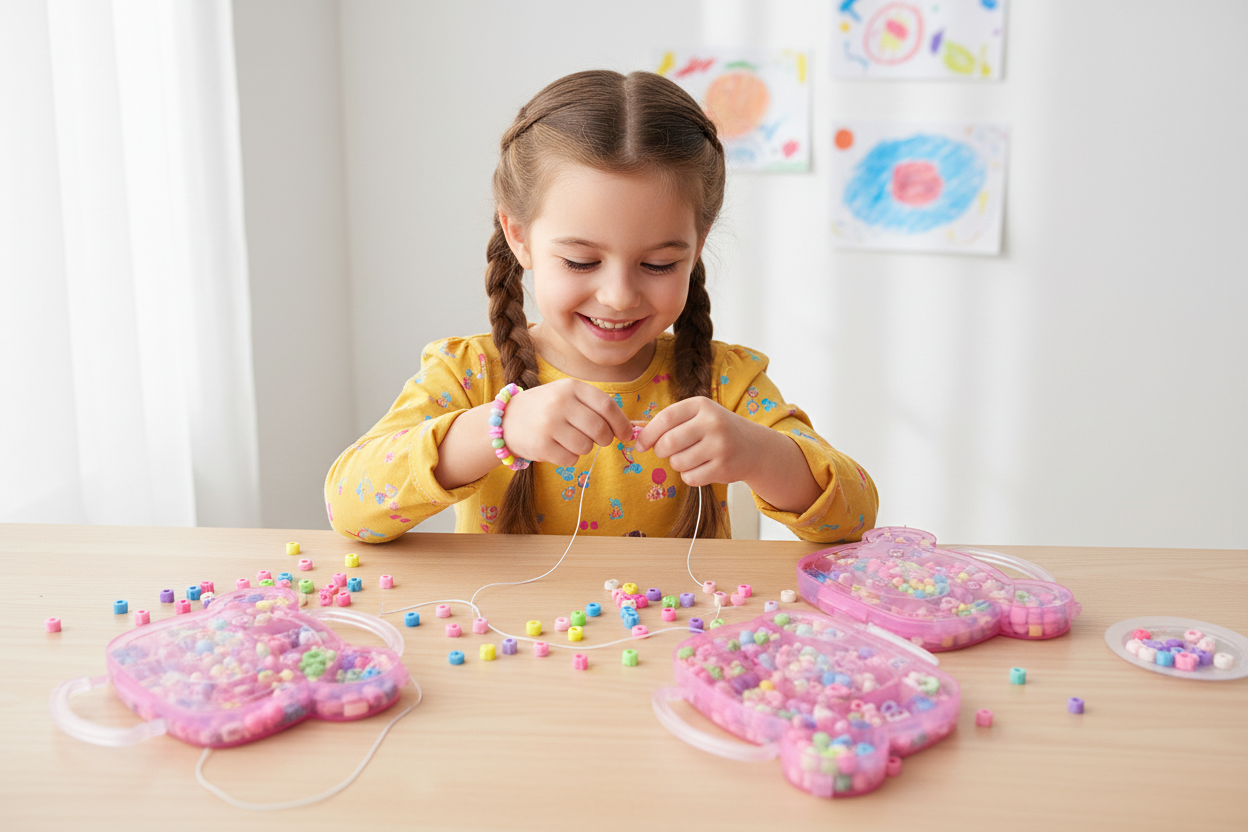 Girls Pink Bag With Beads.